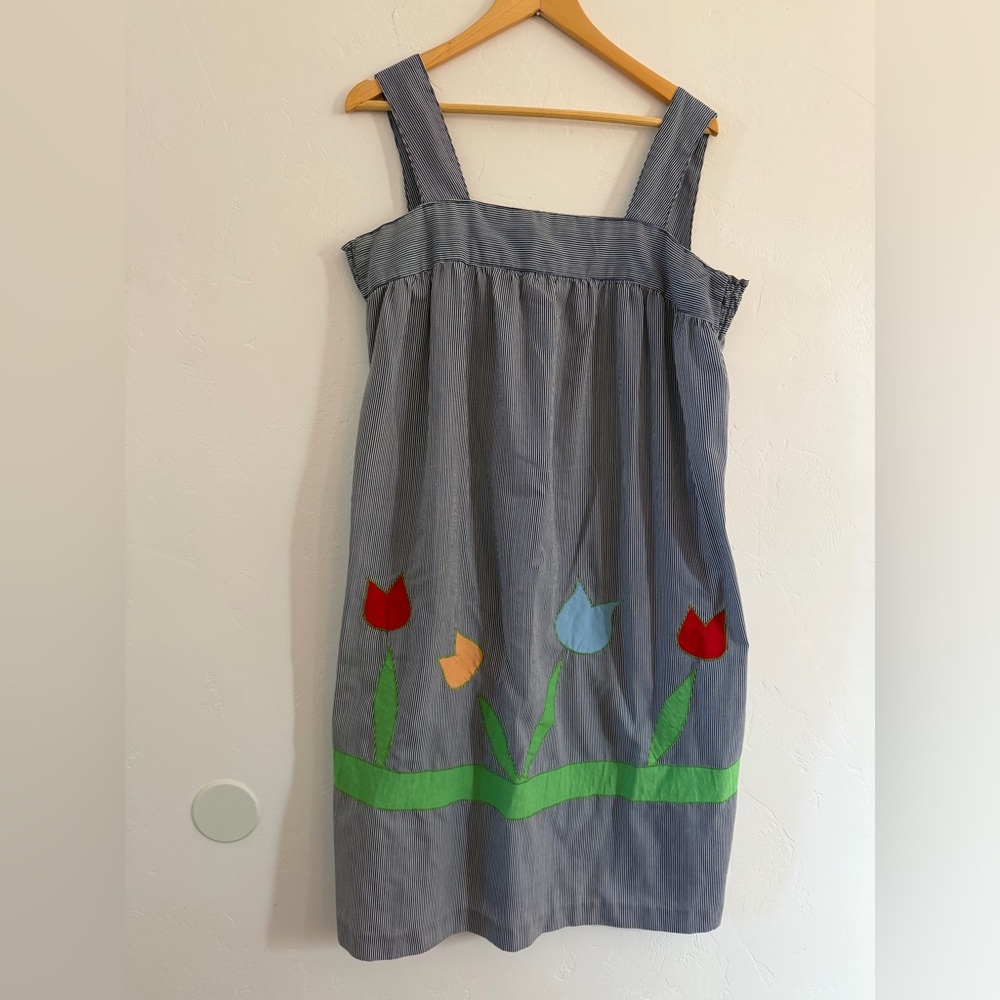 Vintage 70’s Mr Roberts Stripped Tulip Apron Dress Size Medium